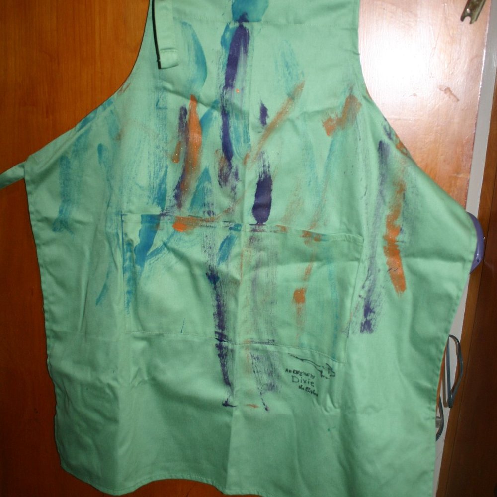Apron painted by Dixie the Elephant